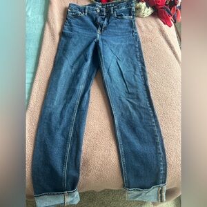 High Rise Straight Jean with Cuff Ankle